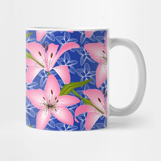 Pink Lily Flower Pattern by Designoholic